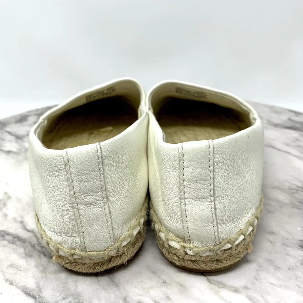 Tory Burch Color-Block Black/Cream Leather Espadrilles 6 Euro Summer Classic